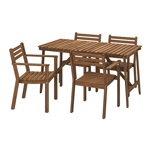 IKEA ASKHOLMEN table and 4 armchairs, outdoor Model Image