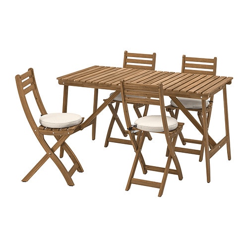 IKEA ASKHOLMEN table and 4 folding chairs, outdoor Model Image