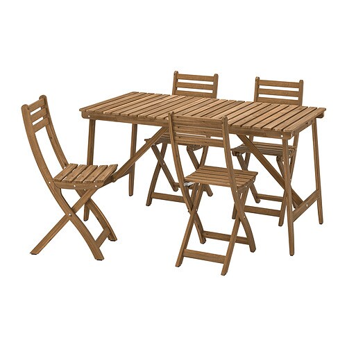 IKEA ASKHOLMEN table and 4 folding chairs, outdoor Model Image