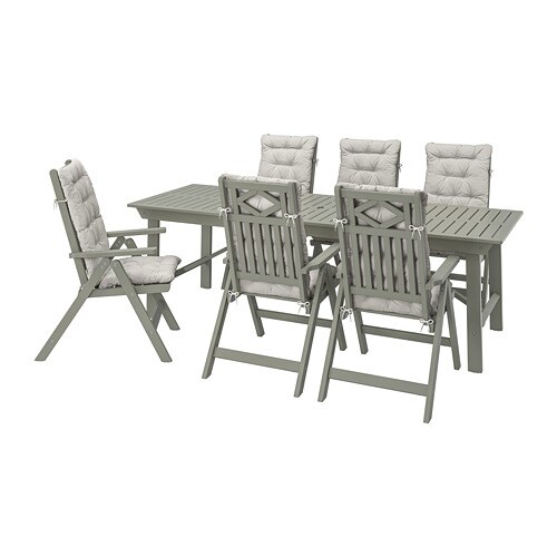 IKEA BONDHOLMEN table + 6 reclining chairs, outdoor Model Image