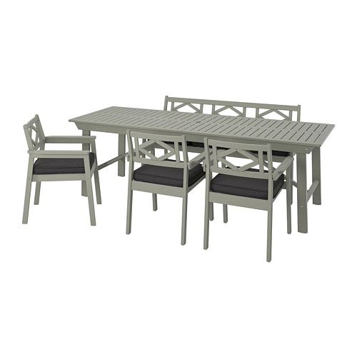 IKEA BONDHOLMEN table, 3 armchairs + bench, outdoor Model Image