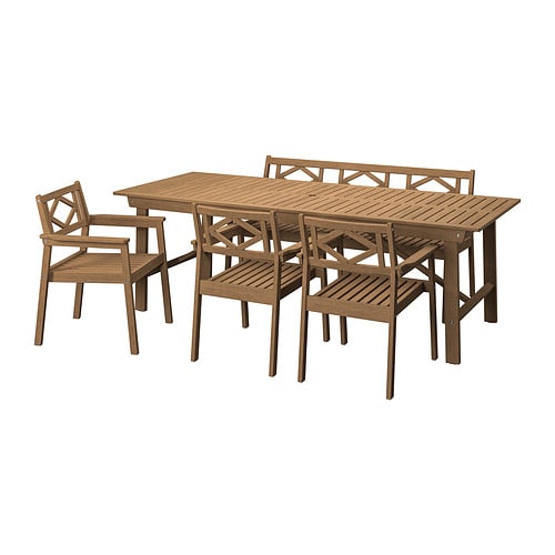 IKEA BONDHOLMEN table, 3 armchairs + bench, outdoor Model Image