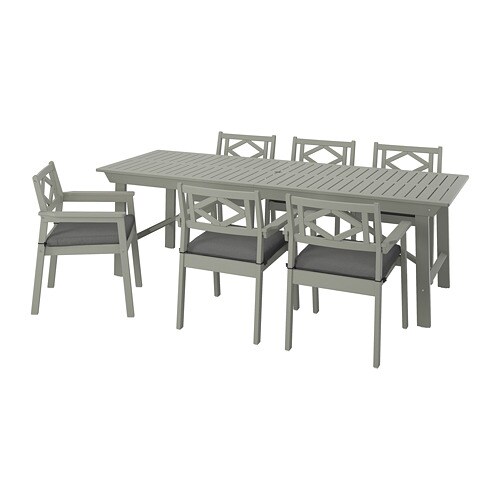 IKEA BONDHOLMEN table+6 armchairs, outdoor Model Image