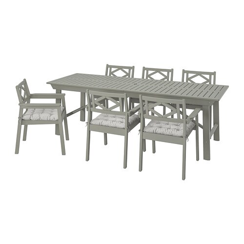 IKEA BONDHOLMEN table+6 armchairs, outdoor Model Image