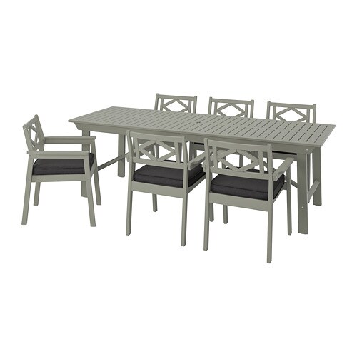 IKEA BONDHOLMEN table+6 armchairs, outdoor Model Image