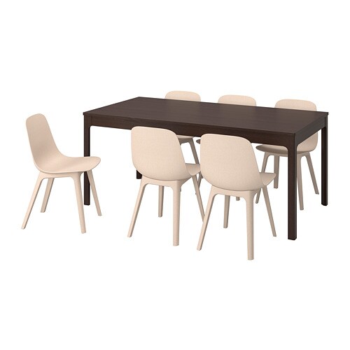 IKEA EKEDALEN / ODGER table and 6 chairs Model Image