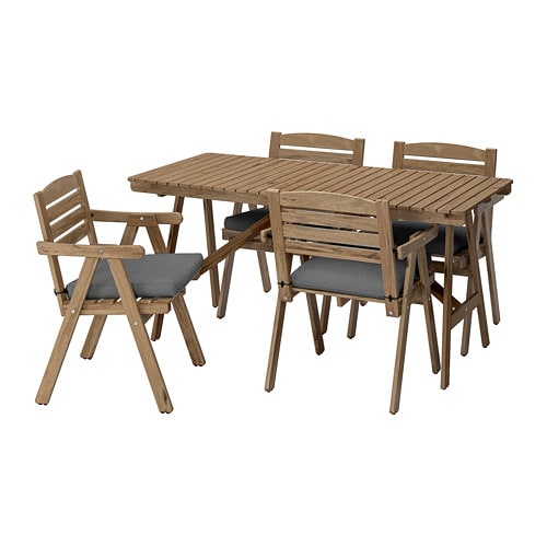 IKEA FALHOLMEN table and 4 armchairs, outdoor Model Image