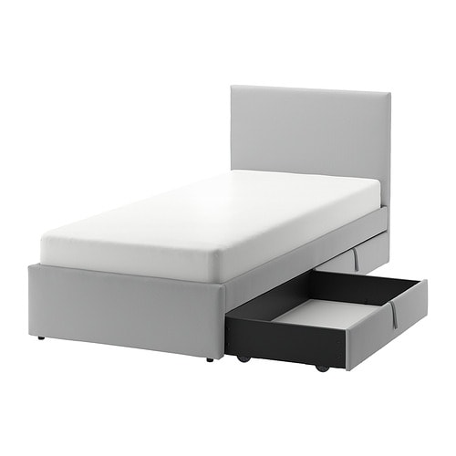 IKEA GLADSTAD upholstered bed, 2 storage boxes  Model Image