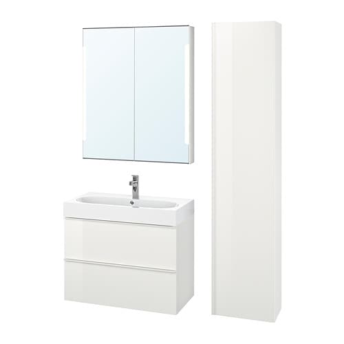 IKEA GODMORGON / BRÅVIKEN bathroom furniture, set of 5 Model Image