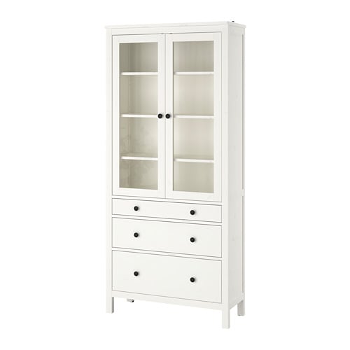 IKEA HEMNES glass-door cabinet with 3 drawers Model Image