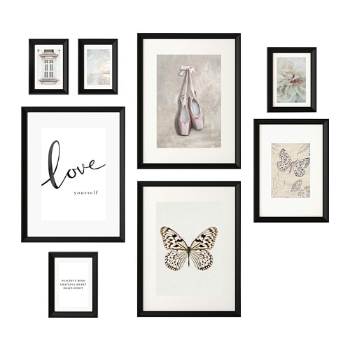 IKEA KNOPPÄNG frame with poster, set of 8 Model Image