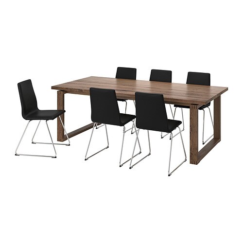 IKEA MÖRBYLÅNGA / LILLÅNÄS table and 6 chairs Model Image