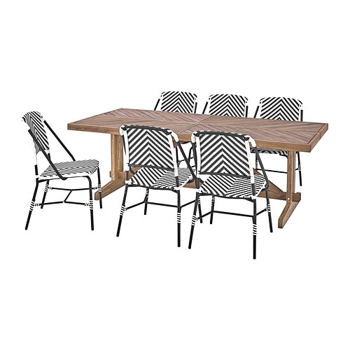 IKEA NORRMANSÖ / VASSHOLMEN table+6 chairs, outdoor Model Image