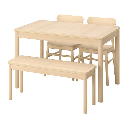 IKEA RÖNNINGE / RÖNNINGE table with 2 chairs and bench Model Image