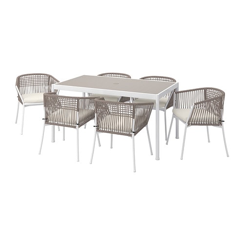 IKEA SEGERÖN table+6 armchairs, outdoor Model Image