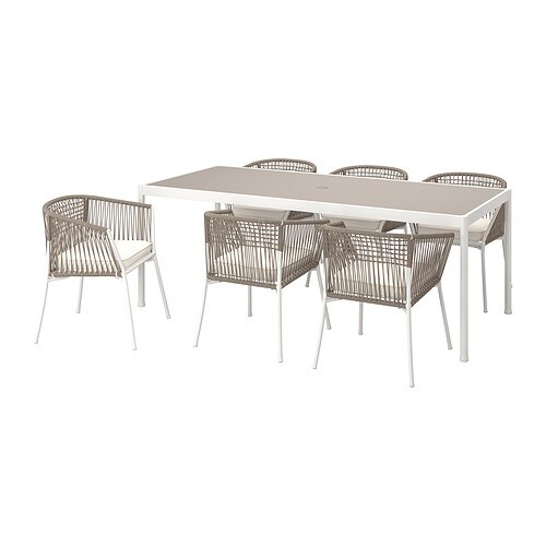 IKEA SEGERÖN table+6 armchairs, outdoor Model Image