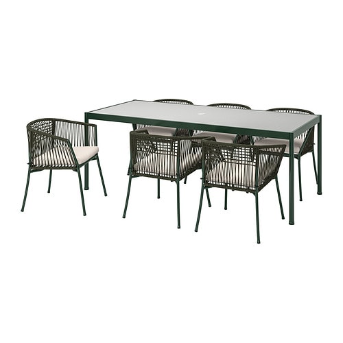 IKEA SEGERÖN table+6 armchairs, outdoor Model Image