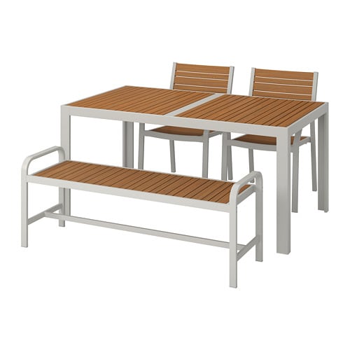 IKEA SJÄLLAND table, 2 chairs and bench, outdoor Model Image