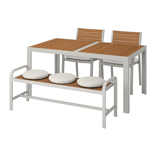 IKEA SJÄLLAND table, 2 chairs and bench, outdoor Model Image