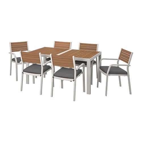 IKEA SJÄLLAND table+6 armchairs, outdoor Model Image