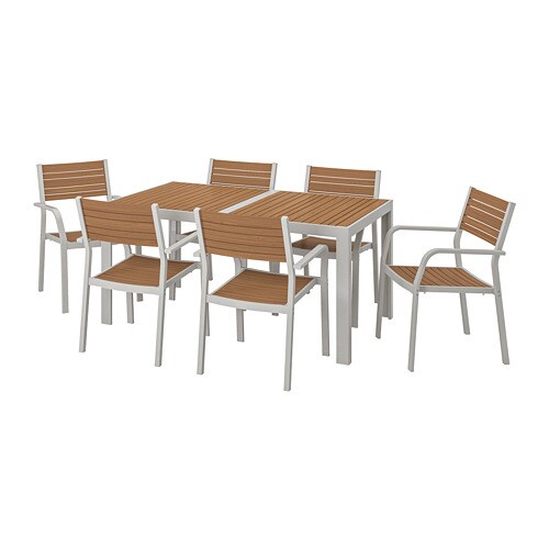 IKEA SJÄLLAND table+6 armchairs, outdoor Model Image