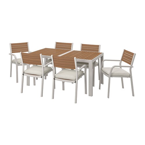 IKEA SJÄLLAND table+6 armchairs, outdoor Model Image