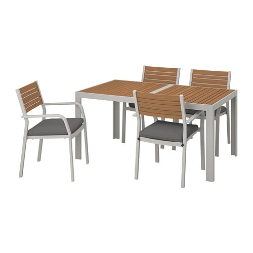 IKEA SJÄLLAND table and 4 armchairs, outdoor Model Image