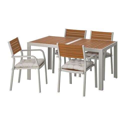 IKEA SJÄLLAND table and 4 armchairs, outdoor Model Image