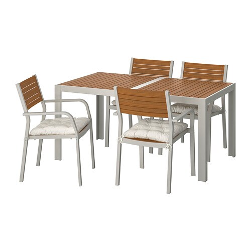 IKEA SJÄLLAND table and 4 armchairs, outdoor Model Image