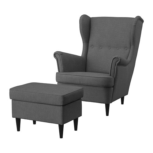 IKEA STRANDMON armchair and ottoman Model Image