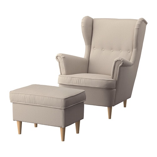 IKEA STRANDMON armchair and ottoman Model Image