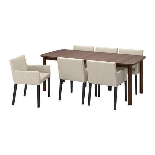 IKEA STRANDTORP / MÅRENÄS table and 6 armchairs Model Image