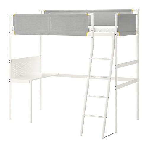 IKEA VITVAL loft bed frame with desk top Model Image