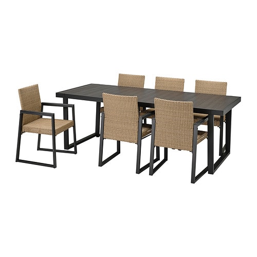 IKEA VÄRMANSÖ table+6 chairs, outdoor Model Image