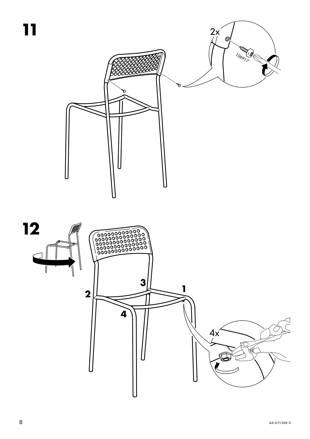 Assembly instructions for IKEA Adde chair black | Page 8 - IKEA MELLTORP / ADDE table and 4 chairs 791.614.86