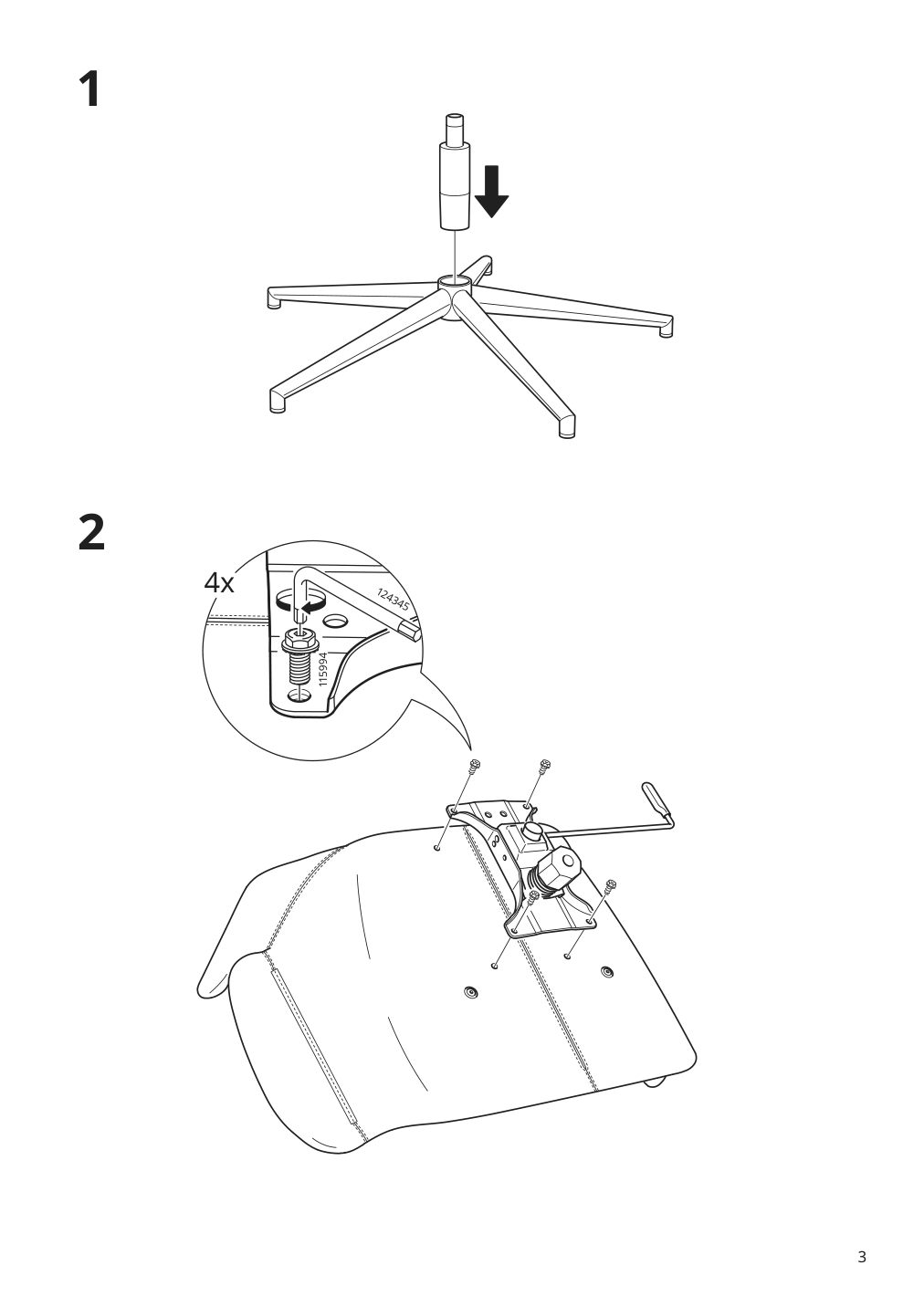 Assembly instructions for IKEA Aeleby swivel chair gunnared medium gray dark gray | Page 3 - IKEA ÄLEBY swivel chair 905.692.38