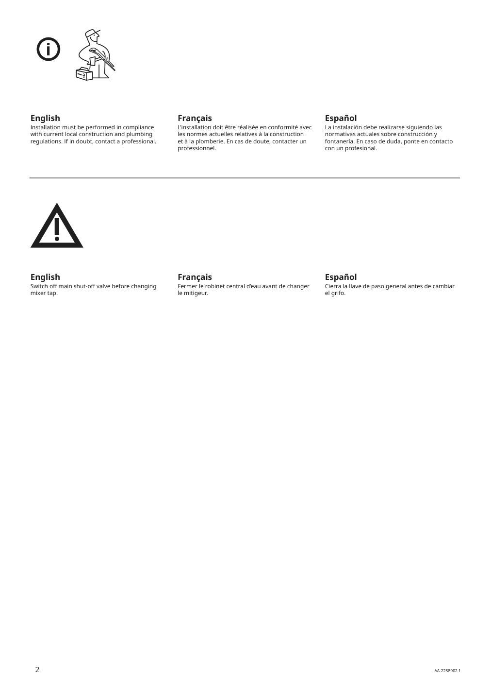 Assembly instructions for IKEA Aelmaren kitchen faucet stainless steel color | Page 2 - IKEA ÄLMAREN kitchen faucet 004.551.61