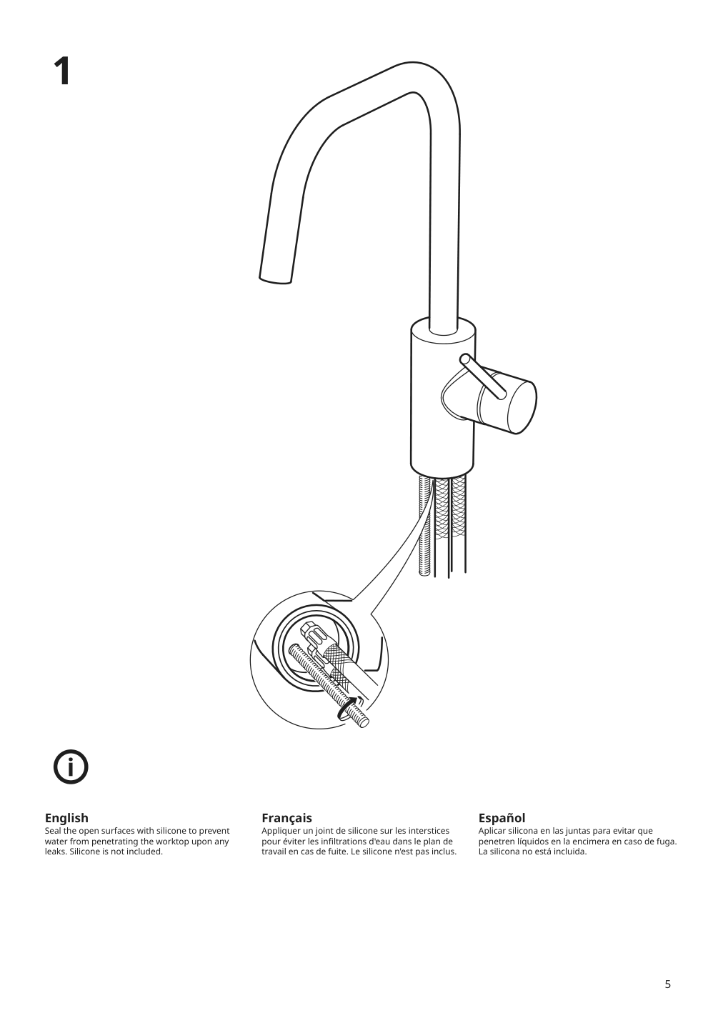 Assembly instructions for IKEA Aelmaren kitchen faucet stainless steel color | Page 5 - IKEA ÄLMAREN kitchen faucet 004.551.61