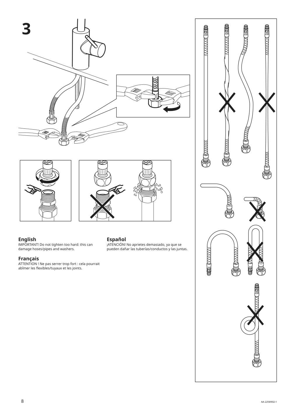 Assembly instructions for IKEA Aelmaren kitchen faucet stainless steel color | Page 8 - IKEA ÄLMAREN kitchen faucet 004.551.61