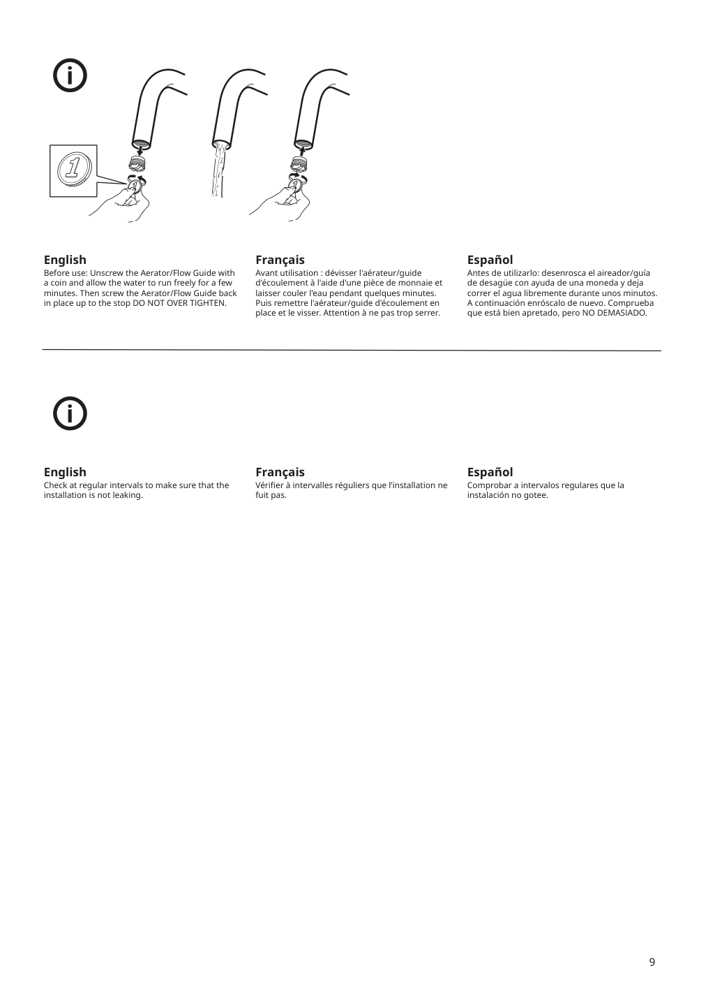 Assembly instructions for IKEA Aelmaren kitchen faucet stainless steel color | Page 9 - IKEA ÄLMAREN kitchen faucet 004.551.61