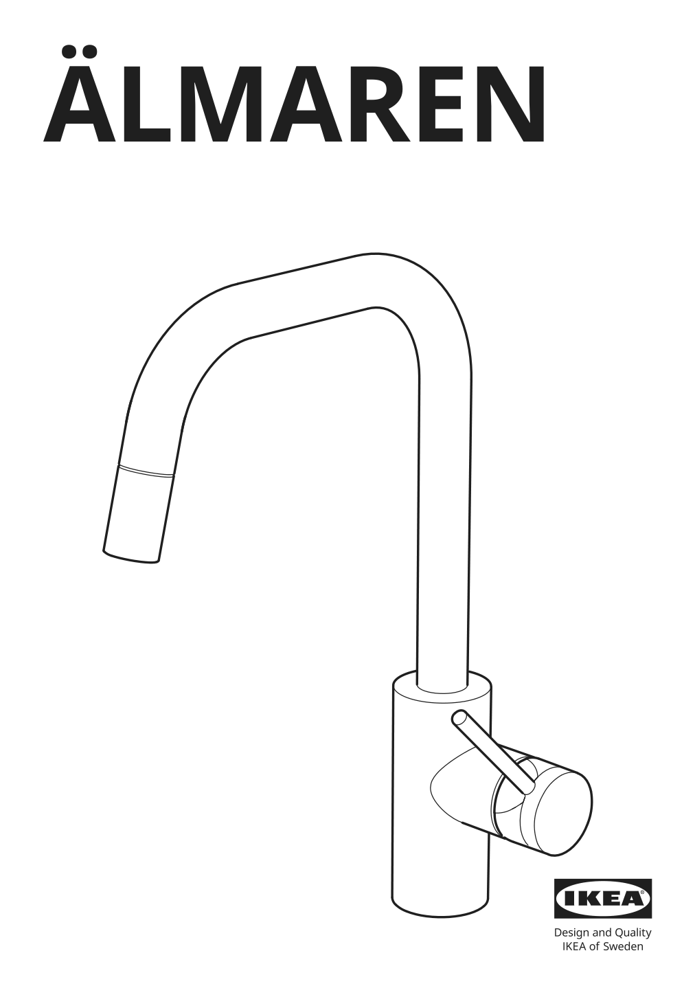 Assembly instructions for IKEA Aelmaren kitchen faucet with pull out spout stainless steel color | Page 1 - IKEA ÄLMAREN kitchen faucet with pull-out spout 803.416.46