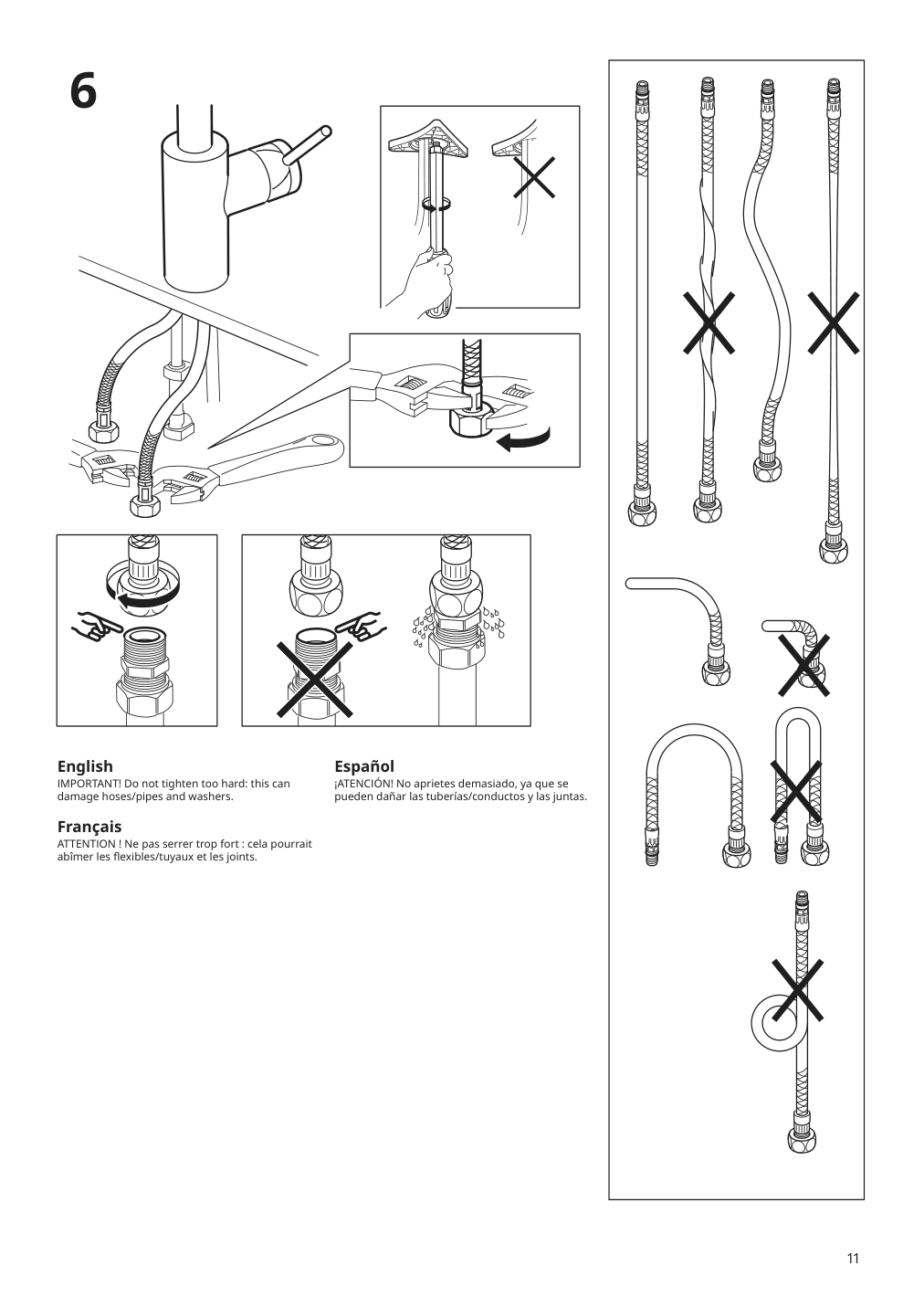 Assembly instructions for IKEA Aelmaren kitchen faucet with pull out spout stainless steel color | Page 11 - IKEA ÄLMAREN kitchen faucet with pull-out spout 803.416.46