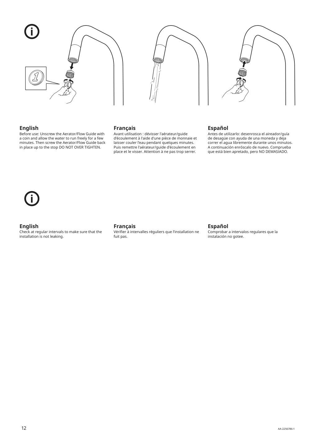 Assembly instructions for IKEA Aelmaren kitchen faucet with pull out spout stainless steel color | Page 12 - IKEA ÄLMAREN kitchen faucet with pull-out spout 803.416.46