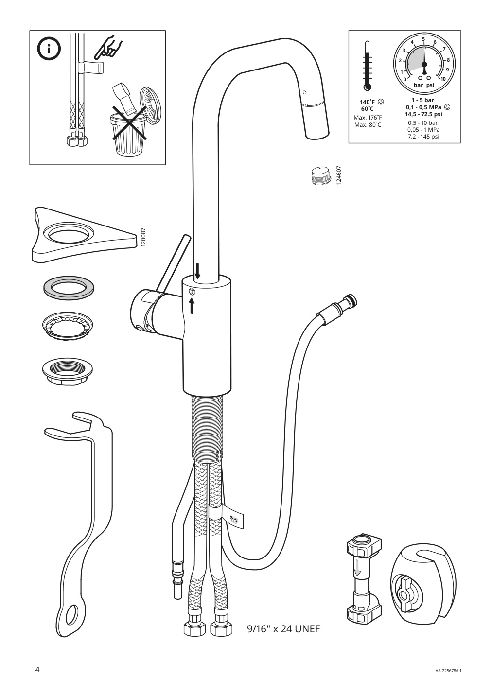 Assembly instructions for IKEA Aelmaren kitchen faucet with pull out spout stainless steel color | Page 4 - IKEA ÄLMAREN kitchen faucet with pull-out spout 803.416.46