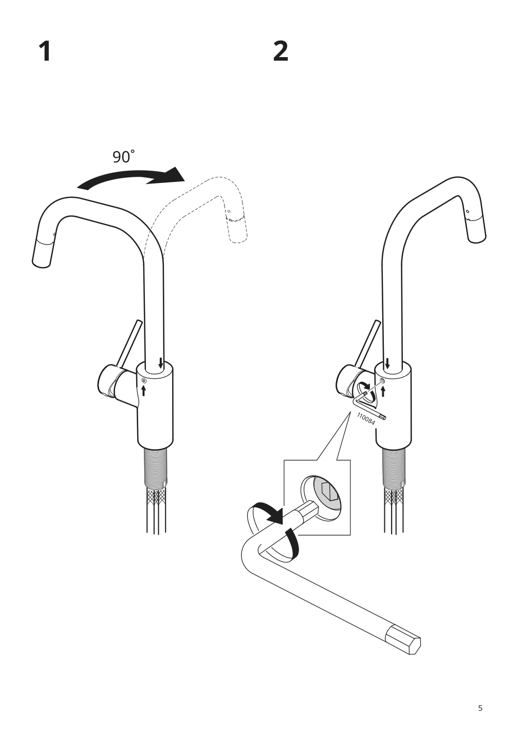 Assembly instructions for IKEA Aelmaren kitchen faucet with pull out spout stainless steel color | Page 5 - IKEA ÄLMAREN kitchen faucet with pull-out spout 803.416.46