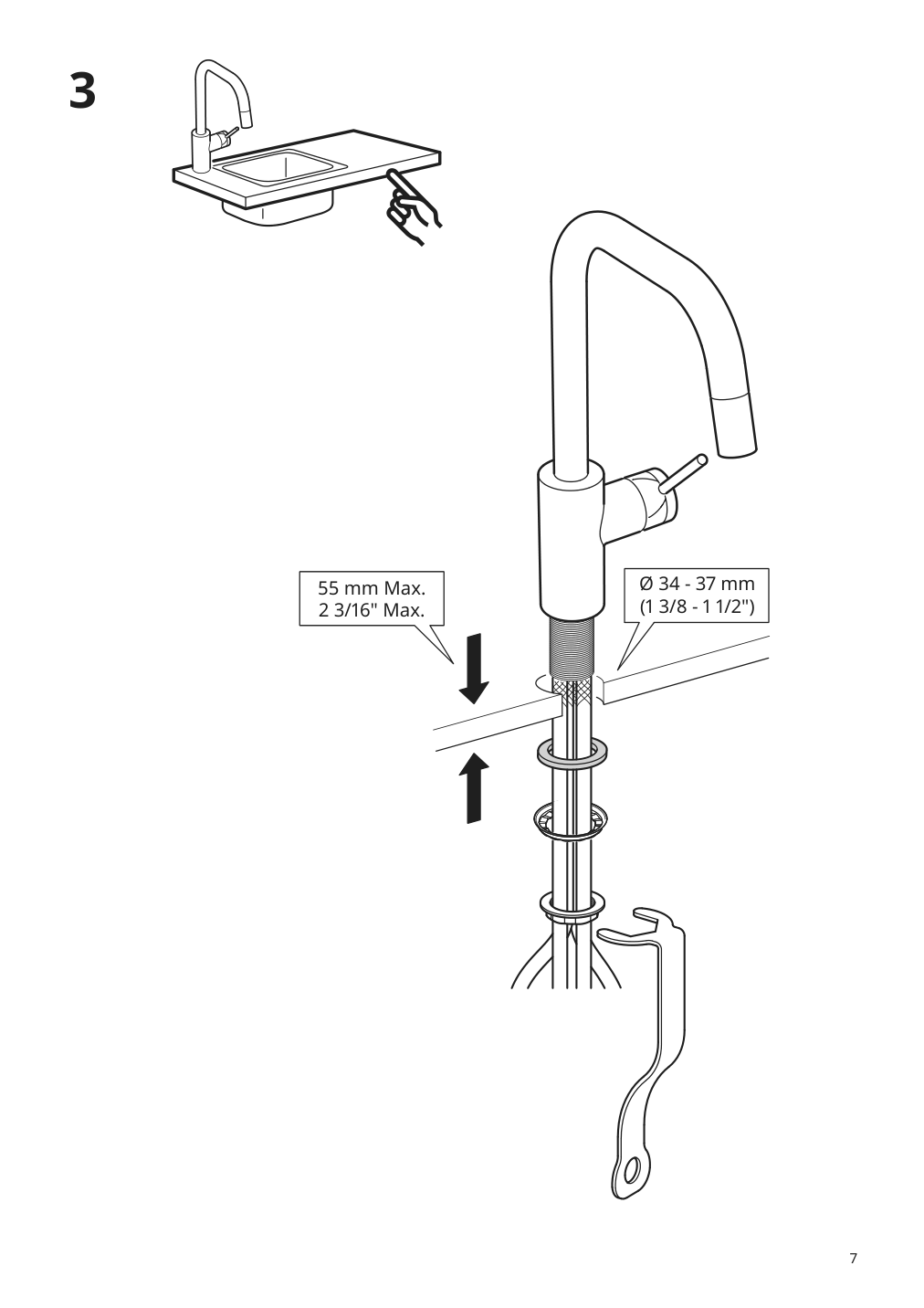 Assembly instructions for IKEA Aelmaren kitchen faucet with pull out spout stainless steel color | Page 7 - IKEA ÄLMAREN kitchen faucet with pull-out spout 803.416.46