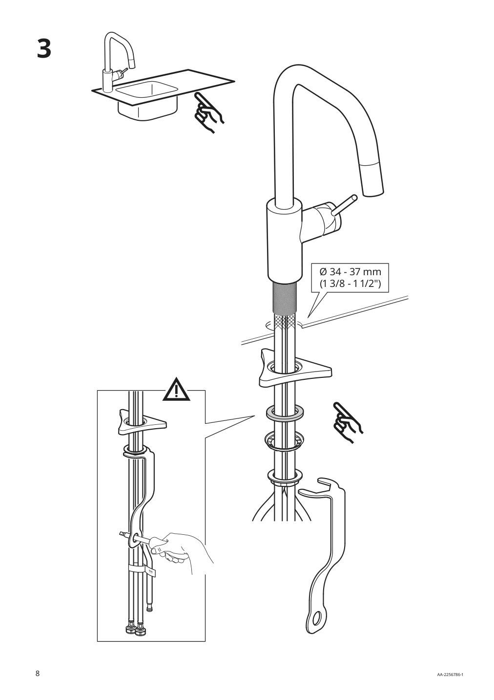 Assembly instructions for IKEA Aelmaren kitchen faucet with pull out spout stainless steel color | Page 8 - IKEA ÄLMAREN kitchen faucet with pull-out spout 803.416.46