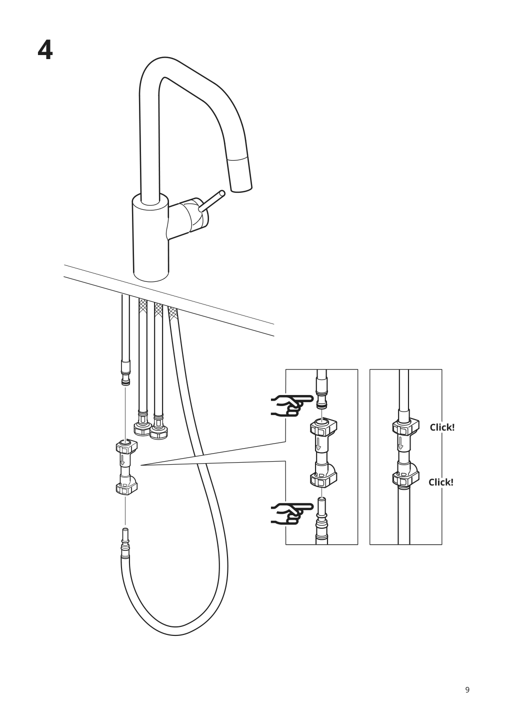 Assembly instructions for IKEA Aelmaren kitchen faucet with pull out spout stainless steel color | Page 9 - IKEA ÄLMAREN kitchen faucet with pull-out spout 803.416.46