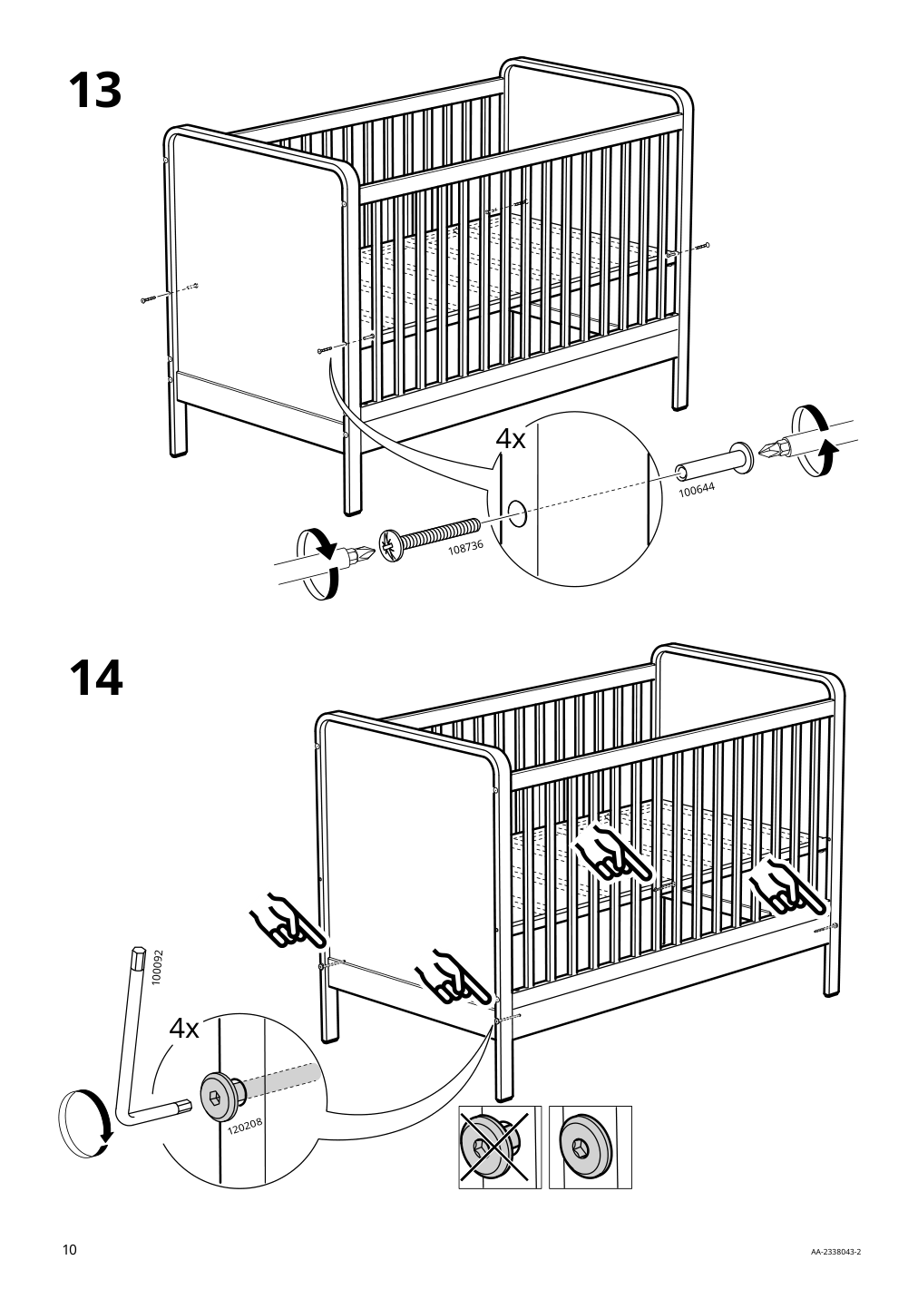 Assembly instructions for IKEA Aelskvaerd crib birch white | Page 10 - IKEA ÄLSKVÄRD crib 503.148.09