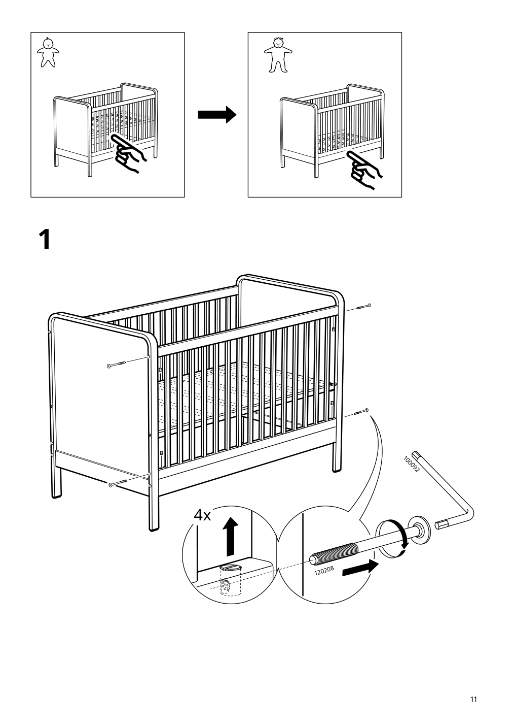 Assembly instructions for IKEA Aelskvaerd crib birch white | Page 11 - IKEA ÄLSKVÄRD crib 503.148.09